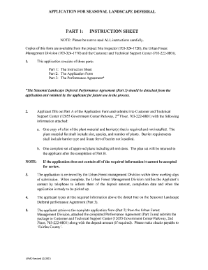 Application for Seasonal Landscape Deferral Fairfaxcounty  Form