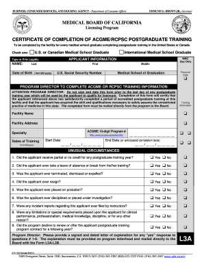 Ca 07a 100 Form Acgme Rcpsc Training Fillable