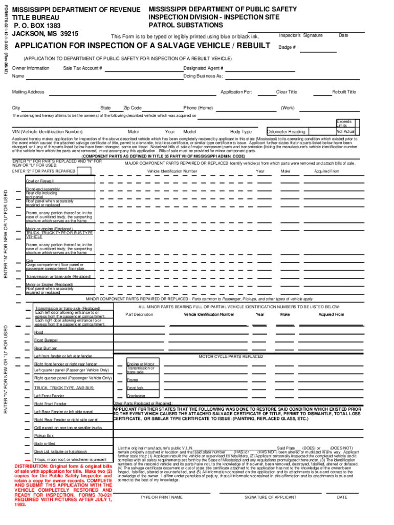  Mississippi Title Form 78 002 2012-2024