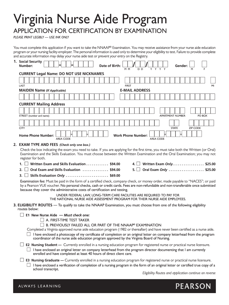 Virginia Cna Reciprocity Form