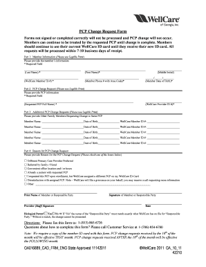Wellcare Pcp Change Form