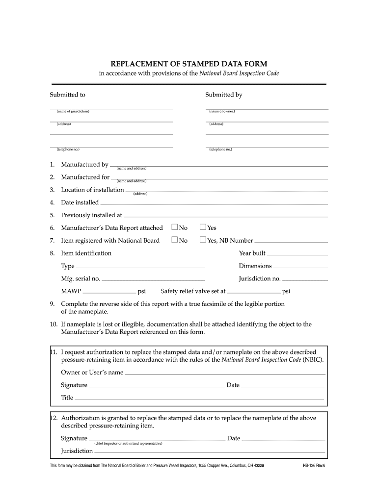 Replacement Data  Form