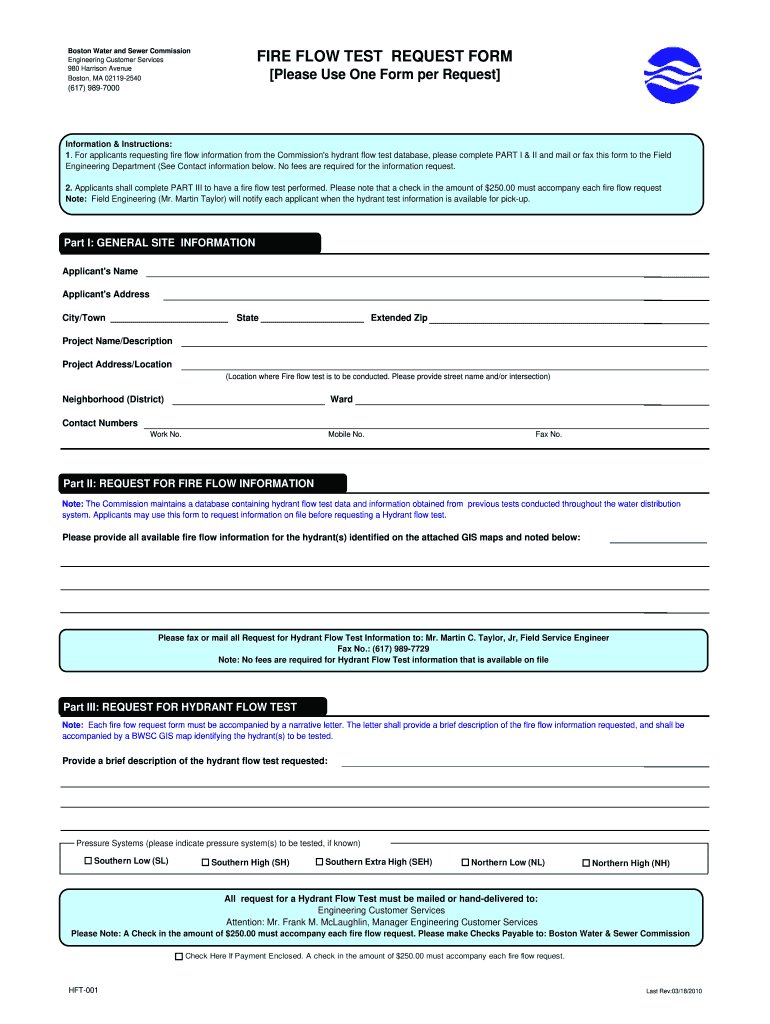  Fire Flow Test Request Form Boston 2010-2024