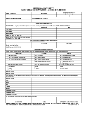 Marshall University Name Change Form