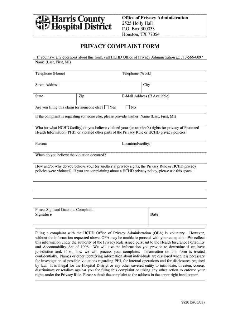 Get and Sign How to File a Hospital Complaint 2003-2022 Form