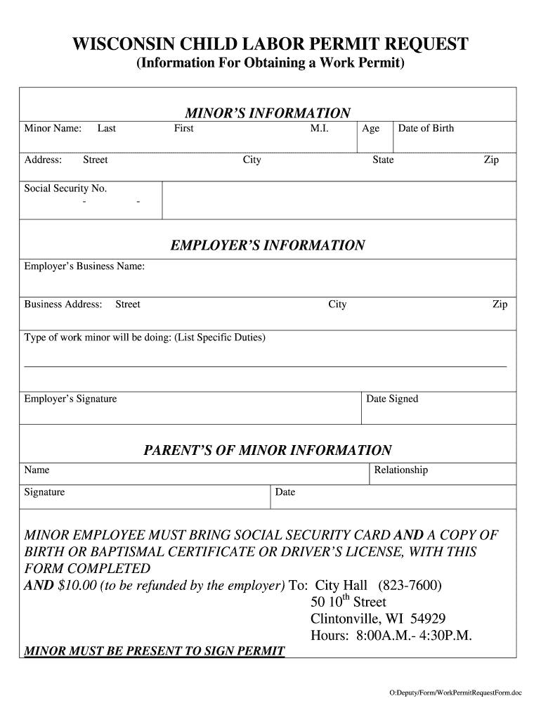 Work Permit Ohio  Form