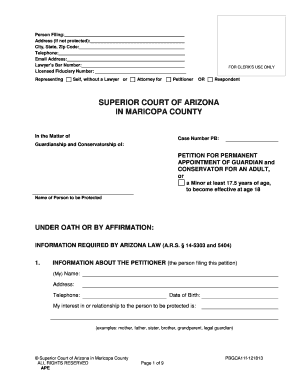 Arizona Superior Court Pbgca11f Form