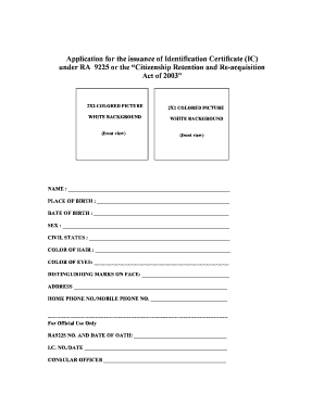 Identification Certificate Format PDF