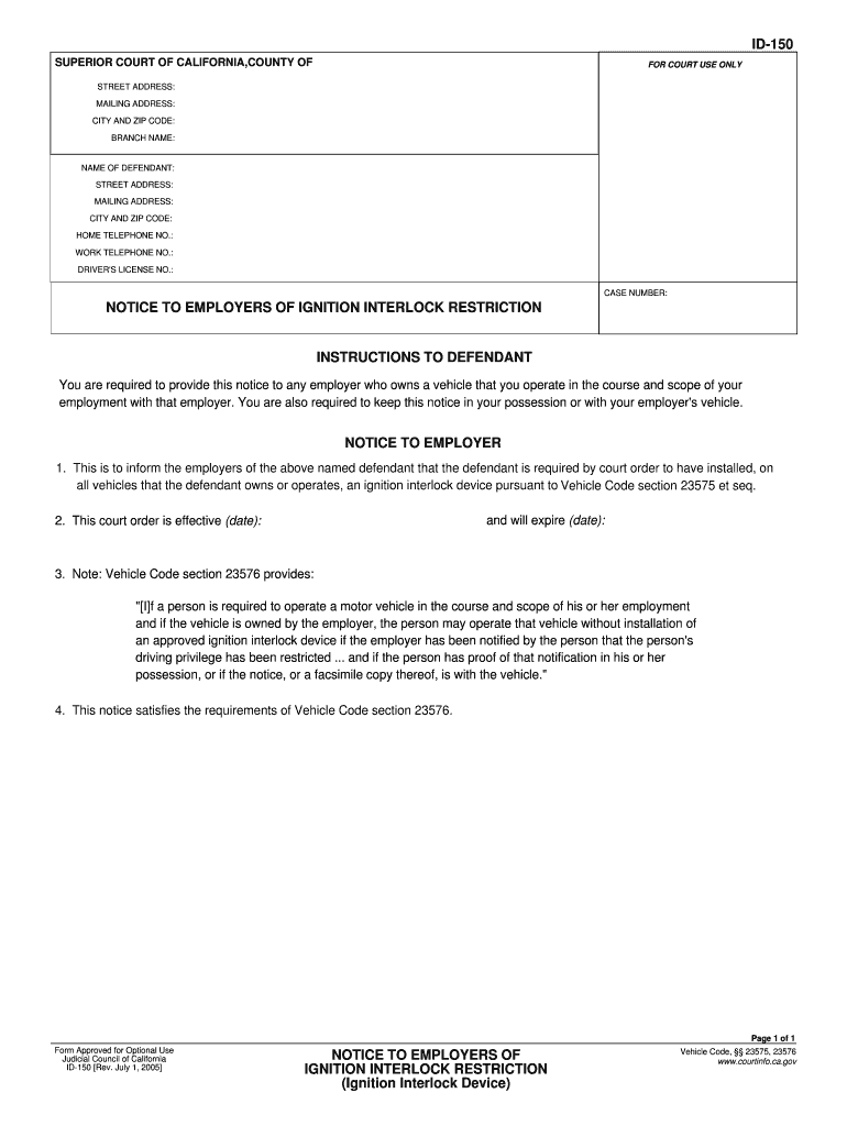 Ca ID Ignition Interlock  Form