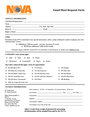 Email Blast Request Form NCVA