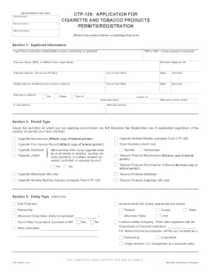 Ctp 200 Fillable Cigarette Application  Form