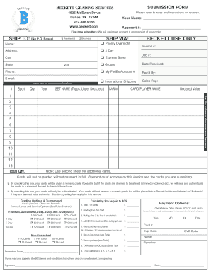 Beckett Submission Printable Form