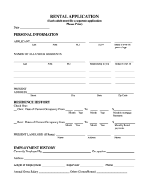 Rental Application PDF  Form