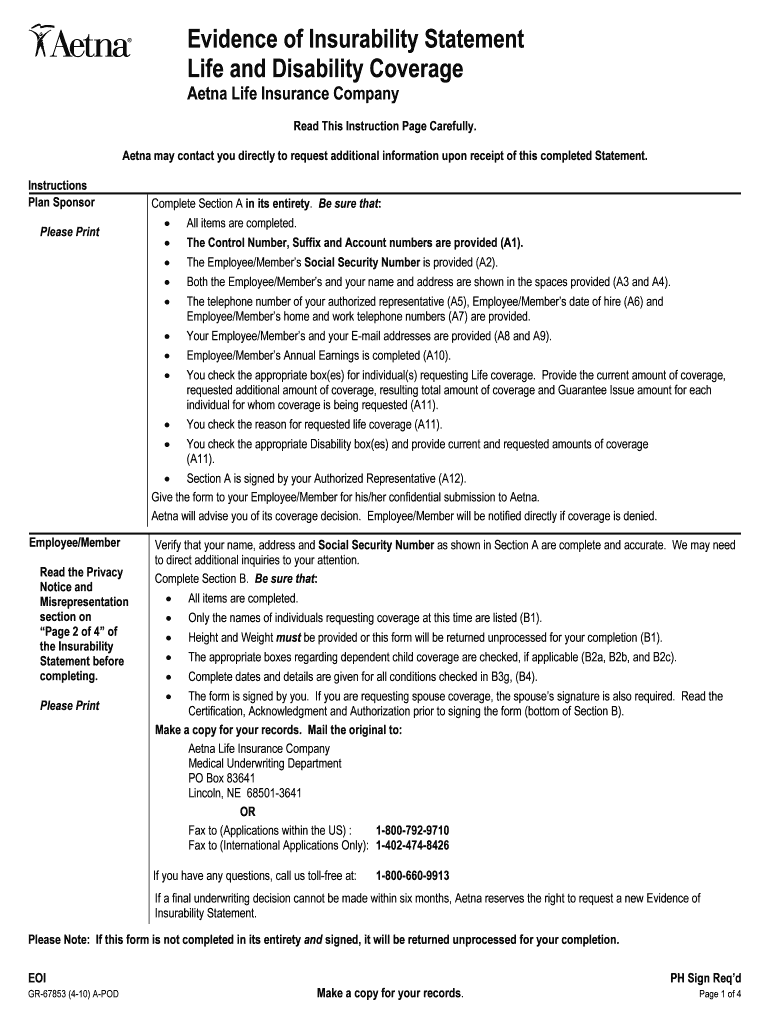 Aetna Eoi Submit  Form
