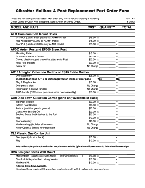 Model Ar15 Mailbox Parts  Form