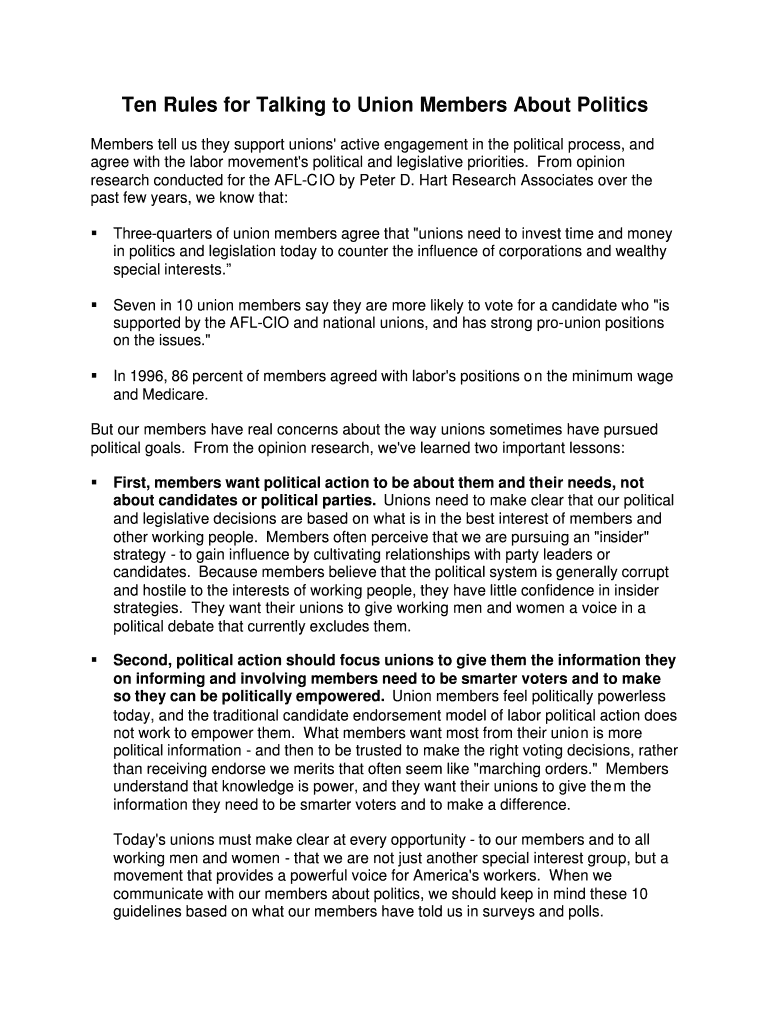 Ten Rules for Talking to Union Members About Politics  Form