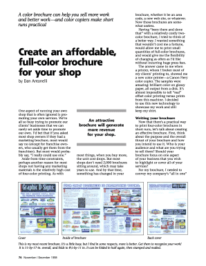 Create an Affordable, Full Color Brochure for Your Shop  Form