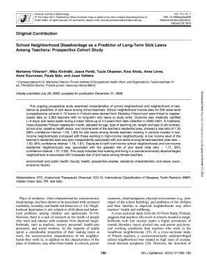 School Neighborhood Disadvantage as a Predictor of Long Term Aje Oxfordjournals  Form