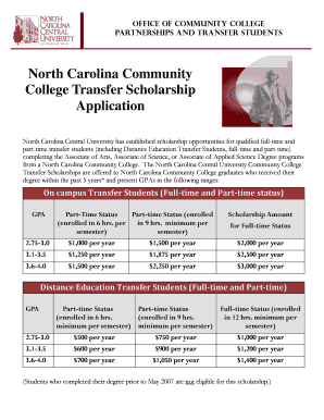 Transfer Student Scholarship Nccu Form