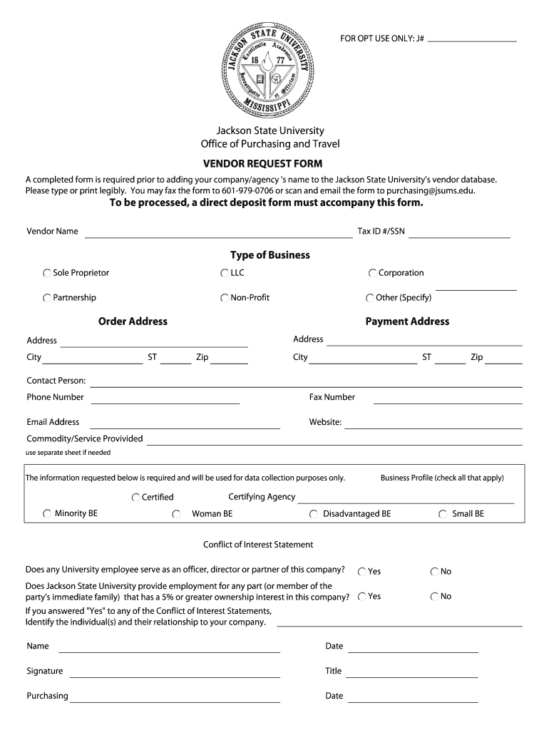 Jackson State University 1098 T  Form