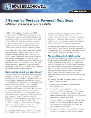 Alternative Postage Payment Solutions OutputLinks  Form
