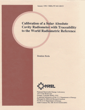 Calibration of a Solar Absolute Cavity Radiometer with Traceability to the World Radiometric Reference This Report Describes a M  Form