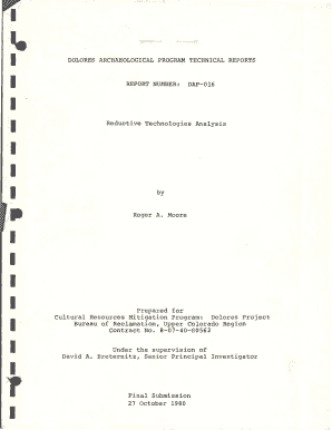 I I I I I I I DOLORES ARCHAEOLOGICAL PROGRAM TECHNICAL REPORTS REPORT NUMBER DAP 016 Reductive Technologies Analysis by Roger a   Form