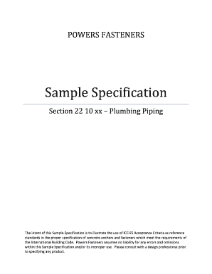 Sample Specification Powers Fasteners  Form
