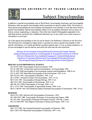 Subject Encyclopedias  Form