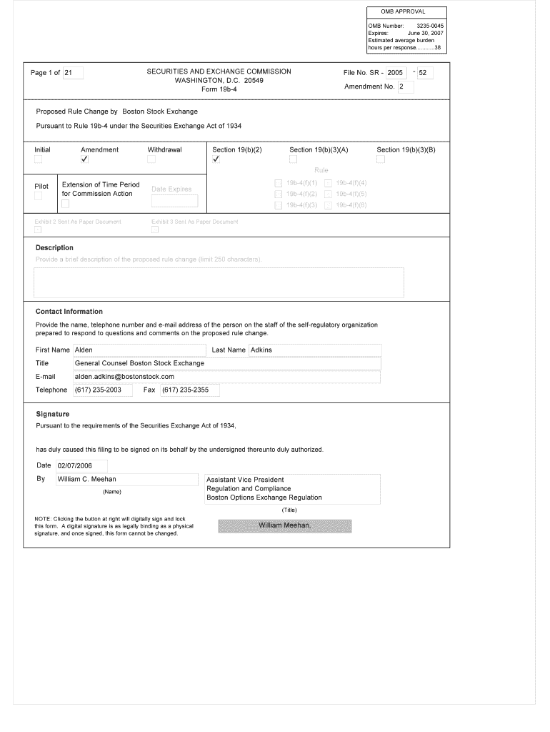 Proposed Rule Change by Boston Stock Exchange Pursuant to Rule 19b 4 under the Securities Exchange Act of 1934 Initial Amendment  Form