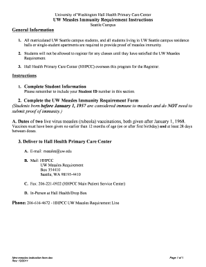 Uw Measles Form