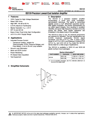 ISO124 Precision Lowest Cost Isolation Amplifier  Form