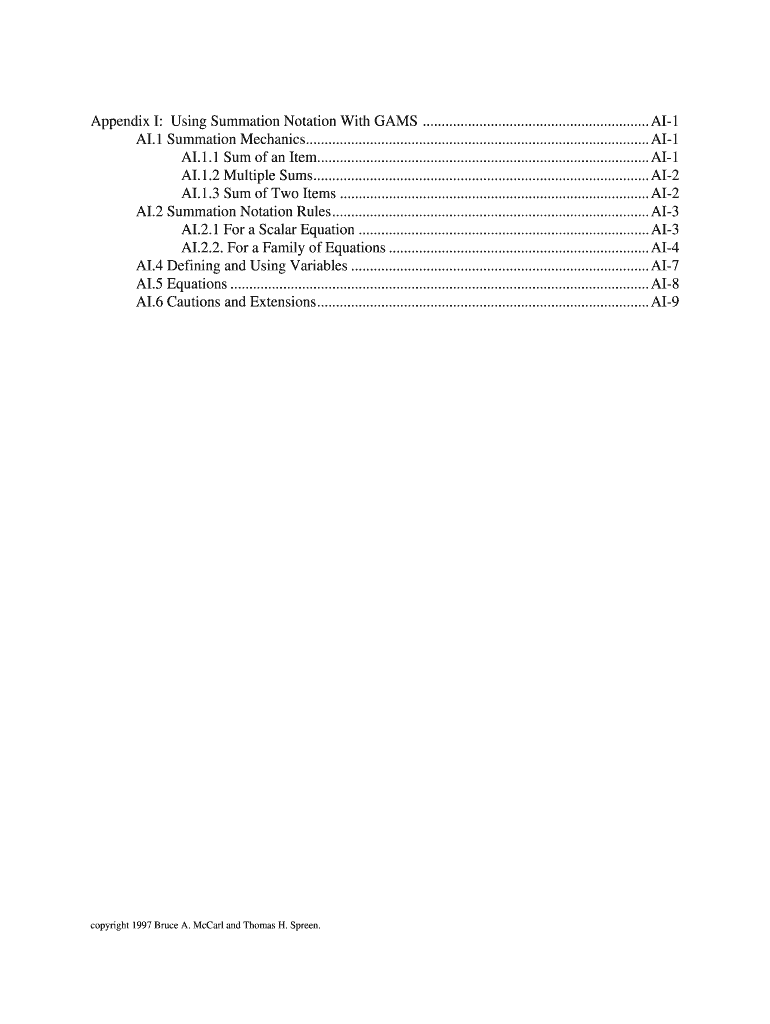 Appendix I Using Summation Notation with GAMS  Form