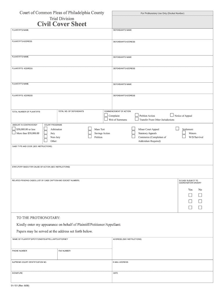 Philadelphia Court of Common Pleas Forms