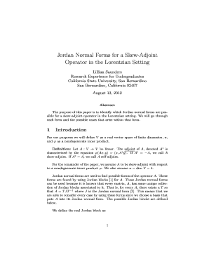 Jordan Normal Forms for a Skew Adjoint Operator in the Lorentzian Math Csusb