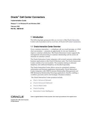 Oracle Call Center Connectors Oracle Documentation  Form
