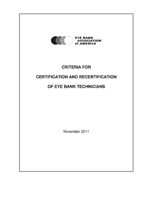 Criteria for Certification and Recertification of Eye Bank Technicians Restoresight  Form