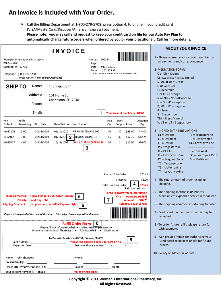 An Invoice is Included with Your Order Women&#039;s International  Form