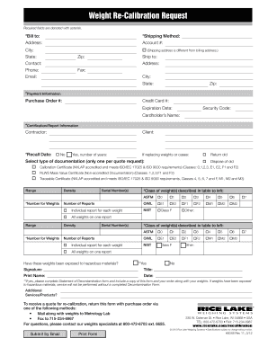 Re Calibration Request Form Rice Lake Weighing Systems