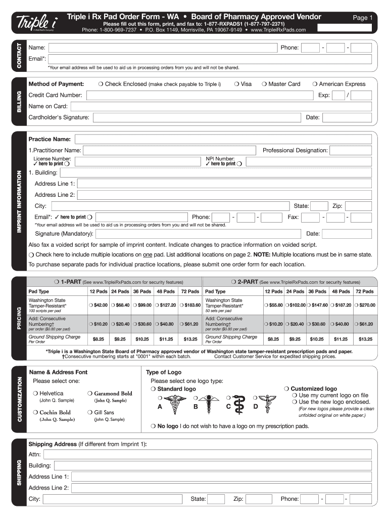 Triple I Prescription Pads  Form