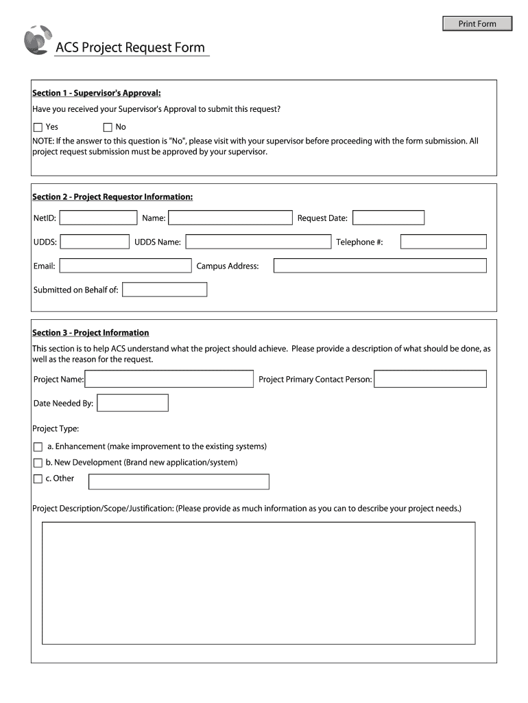 ACS Project Request Form Cals Wisc