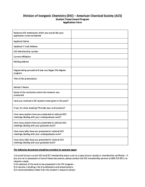 Division of Inorganic Chemistry American Chemical Society  Form