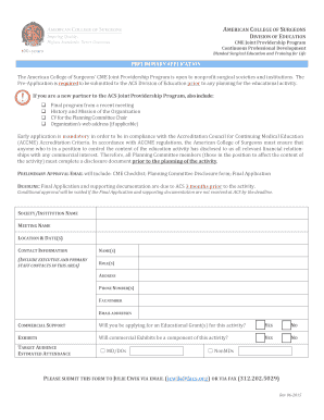 Pre Application American College of Surgeons  Form