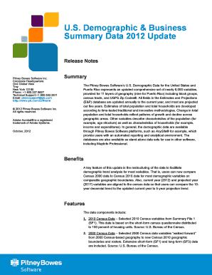US Demographic &amp; Business Summary Data Update  Form