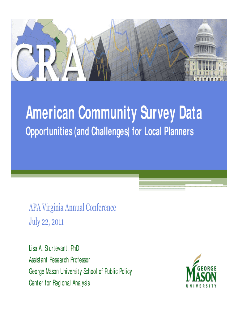 American Community Survey Data the Virginia Chapter of the  Form