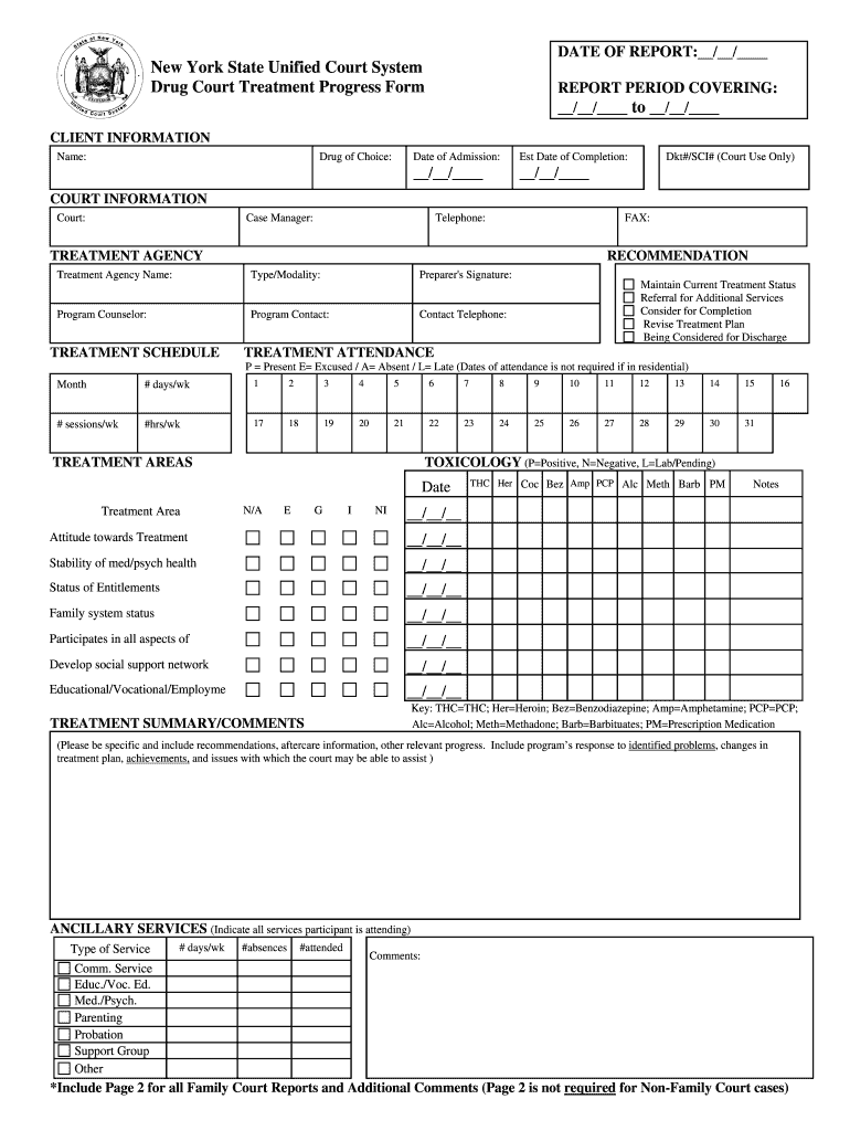  Drug Court Treatment Progress Form 2004-2024