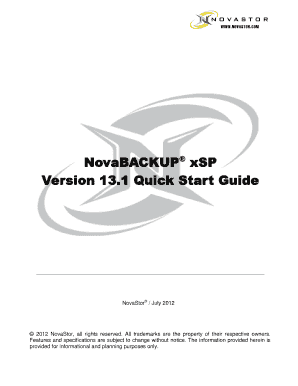 NovaBACKUP XSP Version 13 1 Quick Start Guide NovaStor  Form