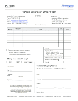 Purdue Extension Order Form Purdue Extension Purdue University Extension Purdue