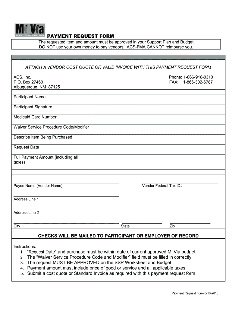 Nm Mi Via Vendor Packet  Form