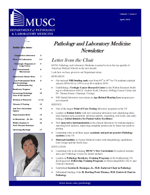 Pathology and Laboratory Medicine Newsletter Medical University Musc  Form